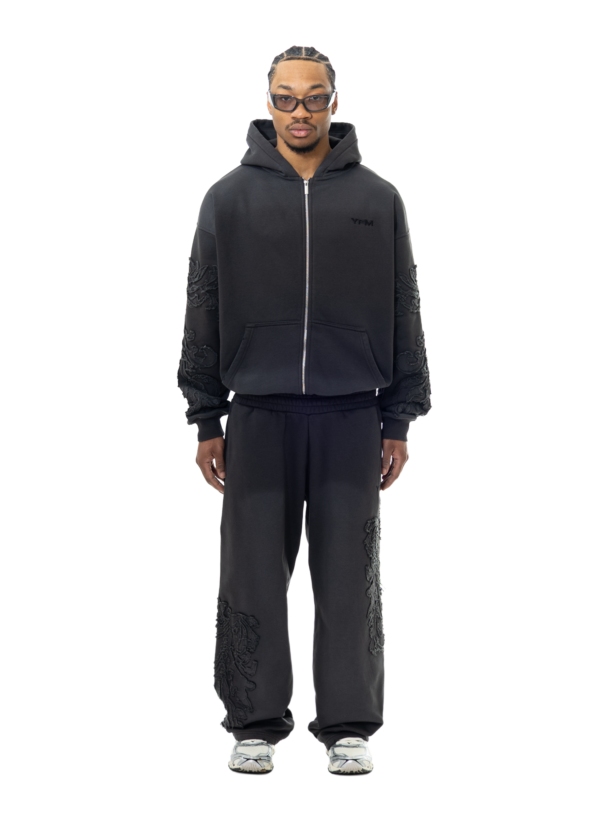Yfm Phantom Zip Hoodie Washed Black