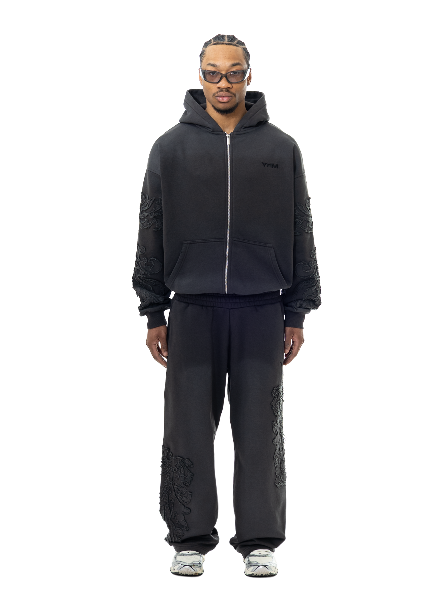 Yfm Phantom Zip Hoodie Washed Black