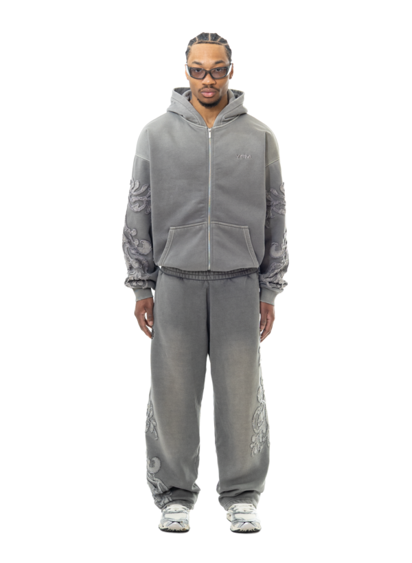Yfm Phantom Zip Hoodie Washed Gray