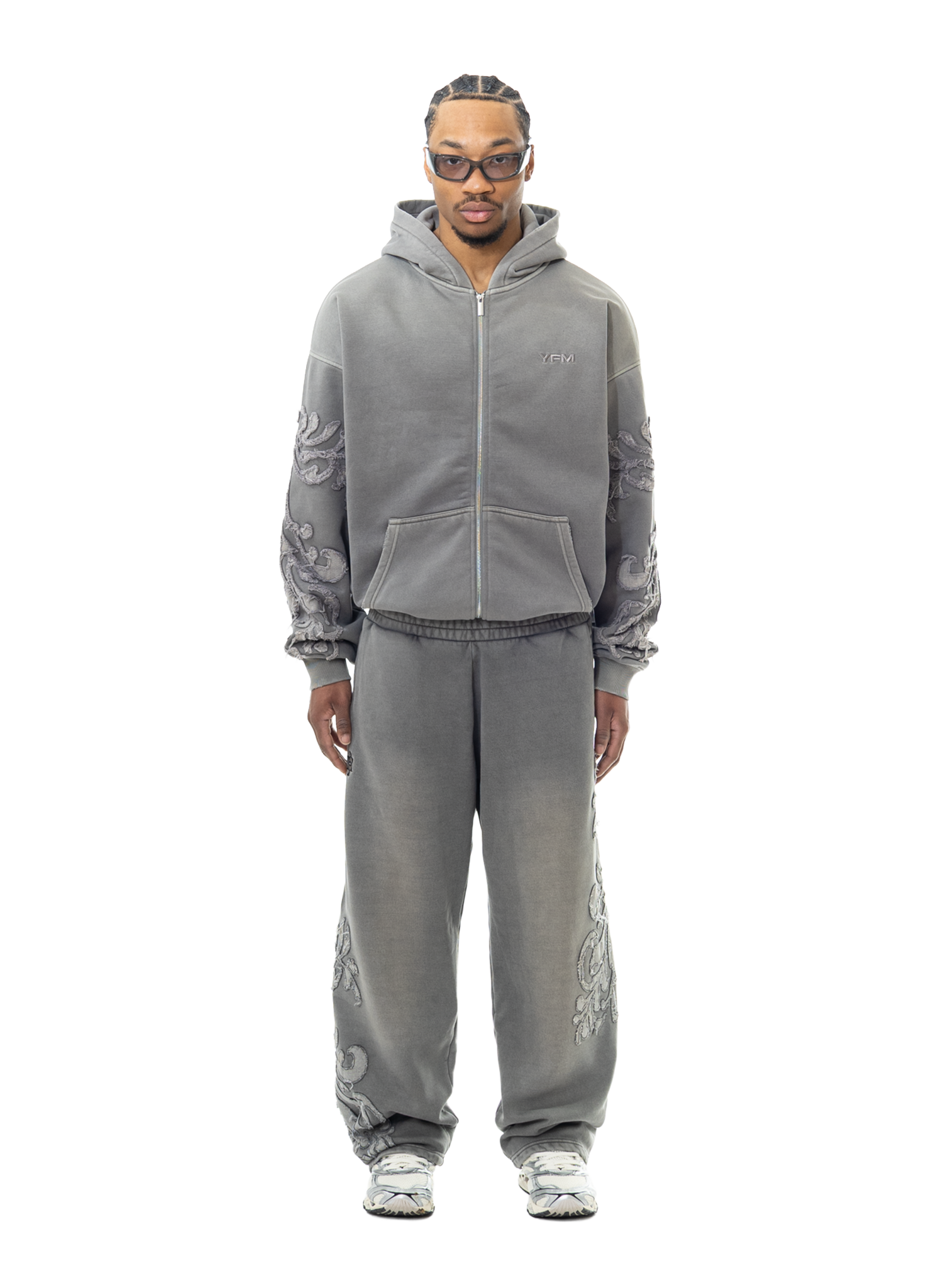 Yfm Phantom Zip Hoodie Washed Gray