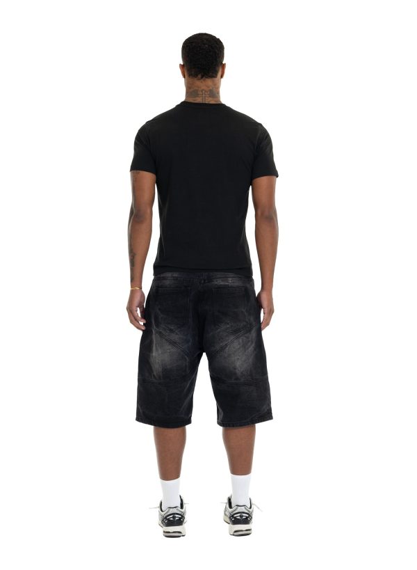 YFM Grid Jorts Washed Black