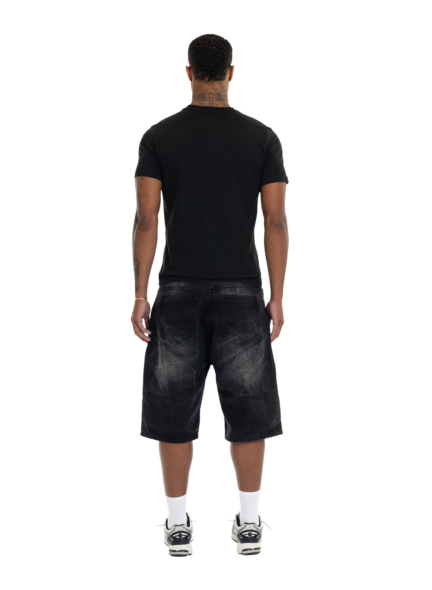 YFM Grid Jorts Washed Black