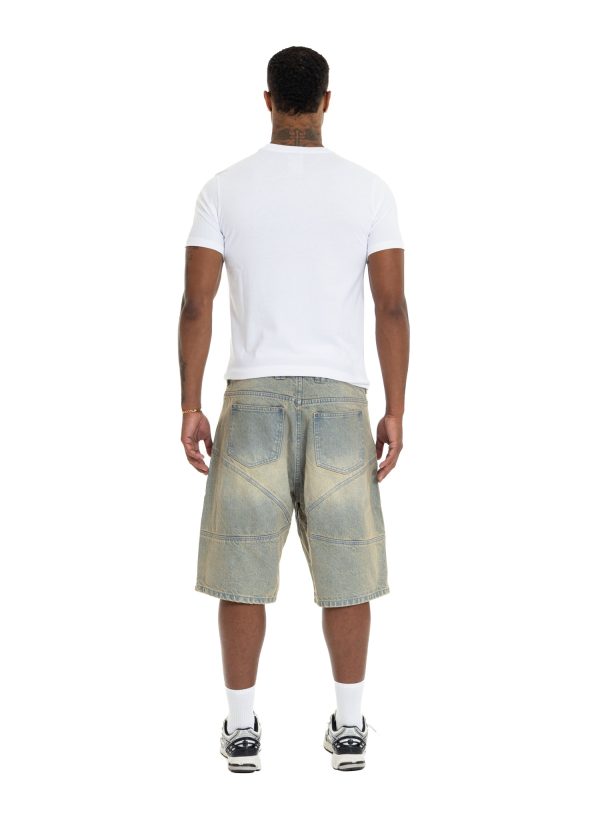 YFM Grid Jorts Washed Sand