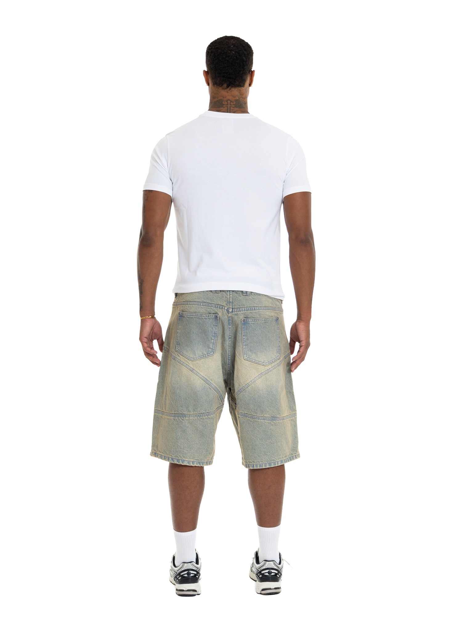 YFM Grid Jorts Washed Sand