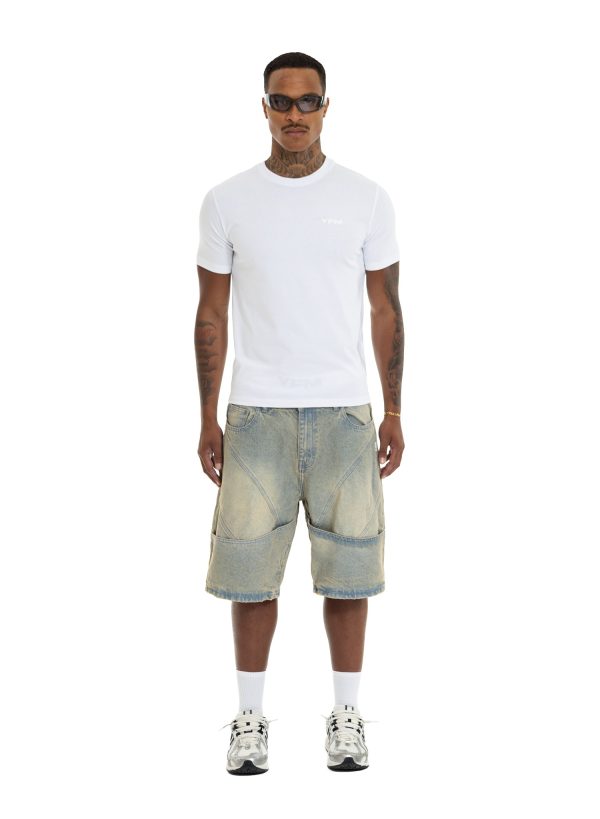 YFM Grid Jorts Washed Sand